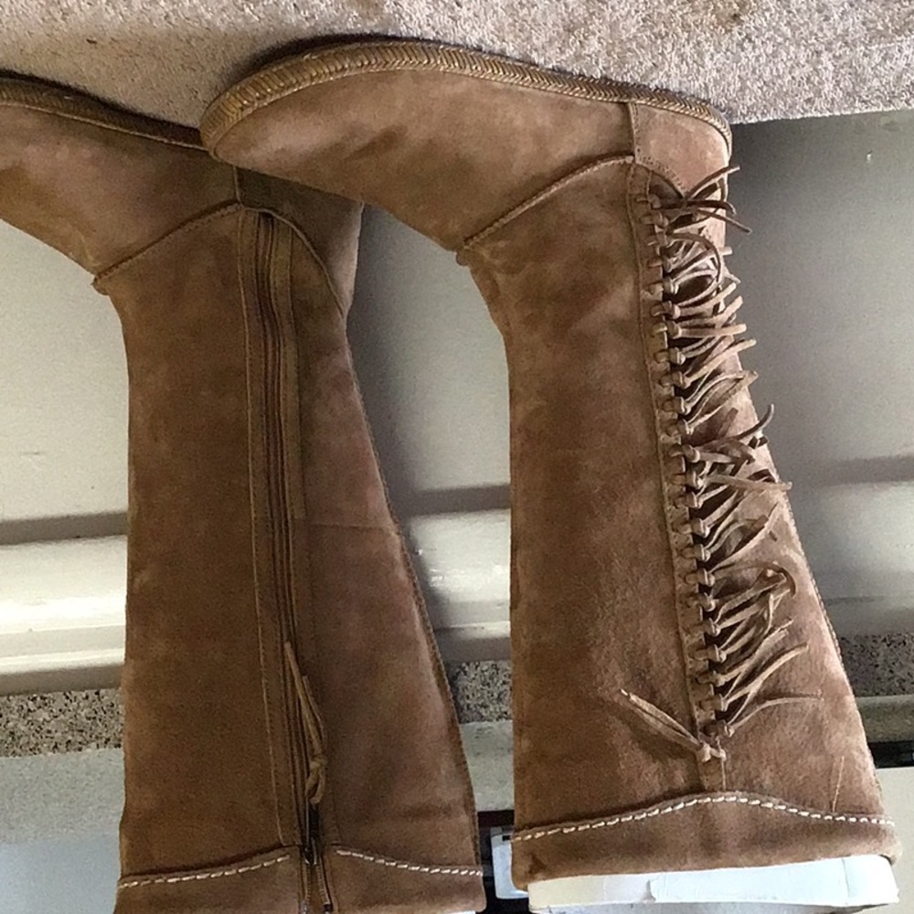Brown Suede Knee-High Boots